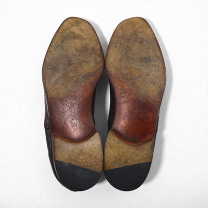 MORESCHI Italian-made semi-brogue dress shoes, size 27.5cm, brown genuine leather with medallion detailing.