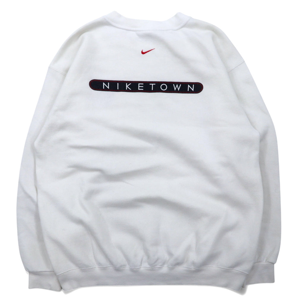 NIKE 90s USA made Swoosh logo embroidered sweatshirt M White cotton NIKE TOWN back logo print