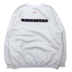 NIKE 90s USA made Swoosh logo embroidered sweatshirt M White cotton NIKE TOWN back logo print