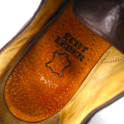 MORESCHI Italian-made semi-brogue dress shoes, size 27.5cm, brown genuine leather with medallion detailing.