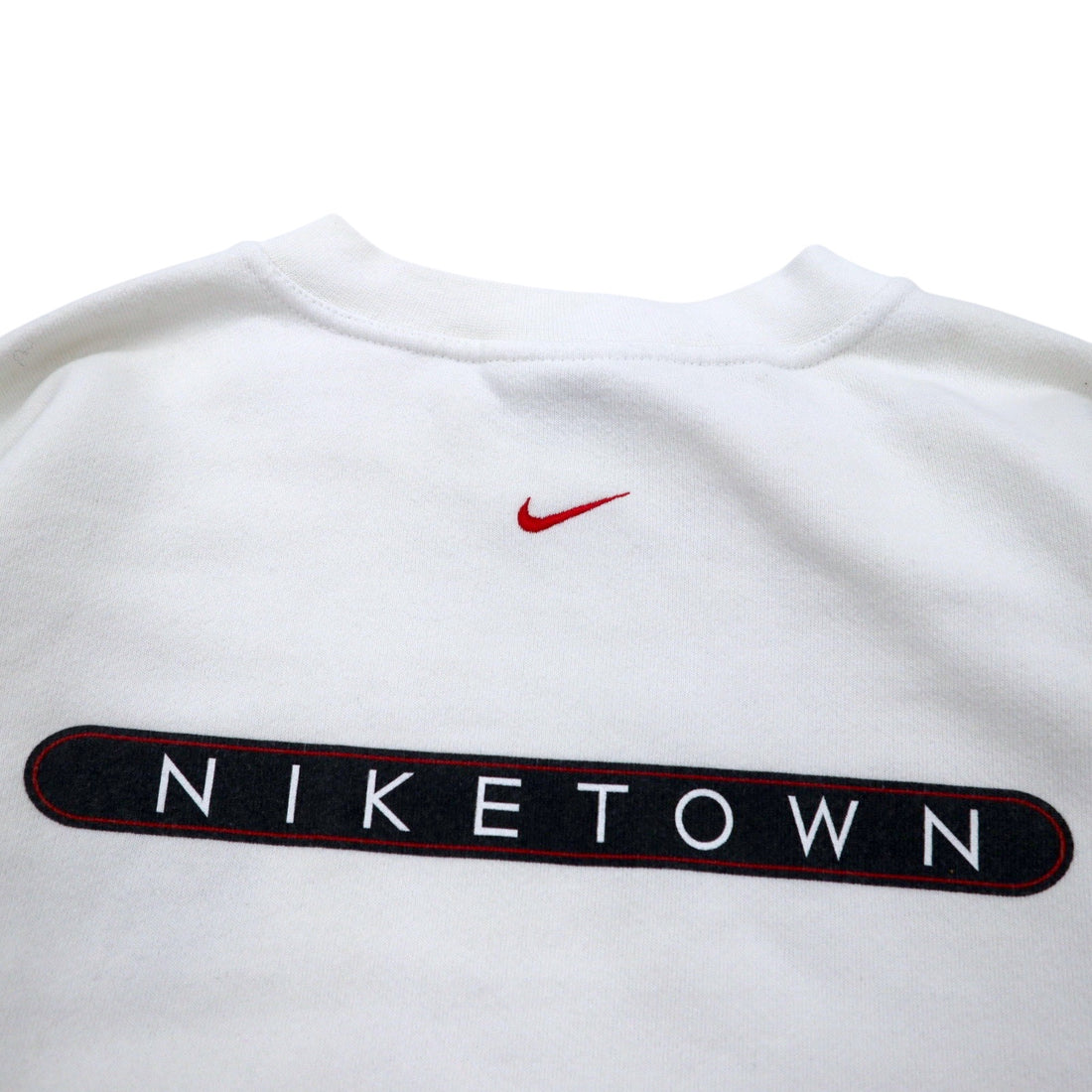 NIKE 90s USA made Swoosh logo embroidered sweatshirt M White cotton NIKE TOWN back logo print