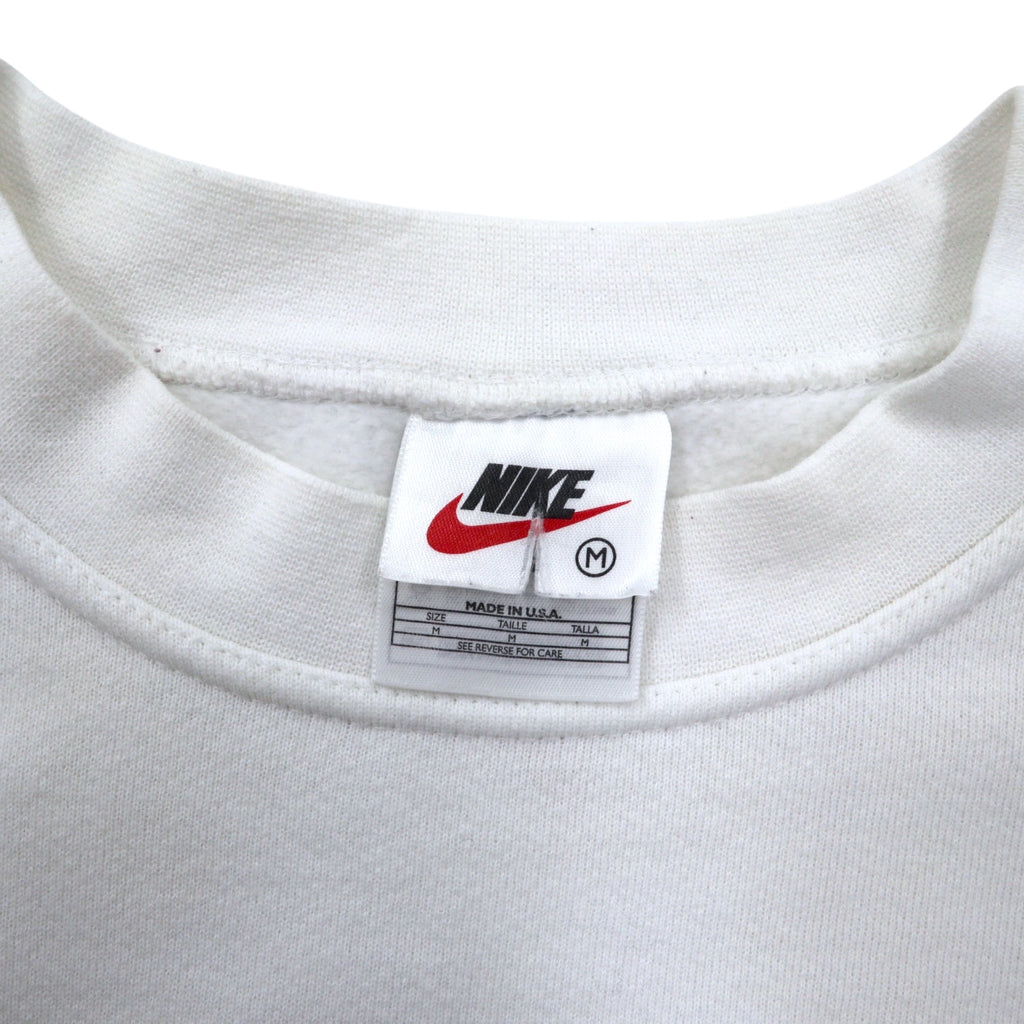 NIKE 90s USA made Swoosh logo embroidered sweatshirt M White cotton NIKE TOWN back logo print