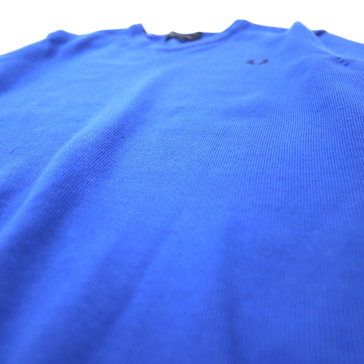 FRED PERRY Vネック メリノウール ニット セーター S ブルー ワンポイントロゴ刺繍 K8225