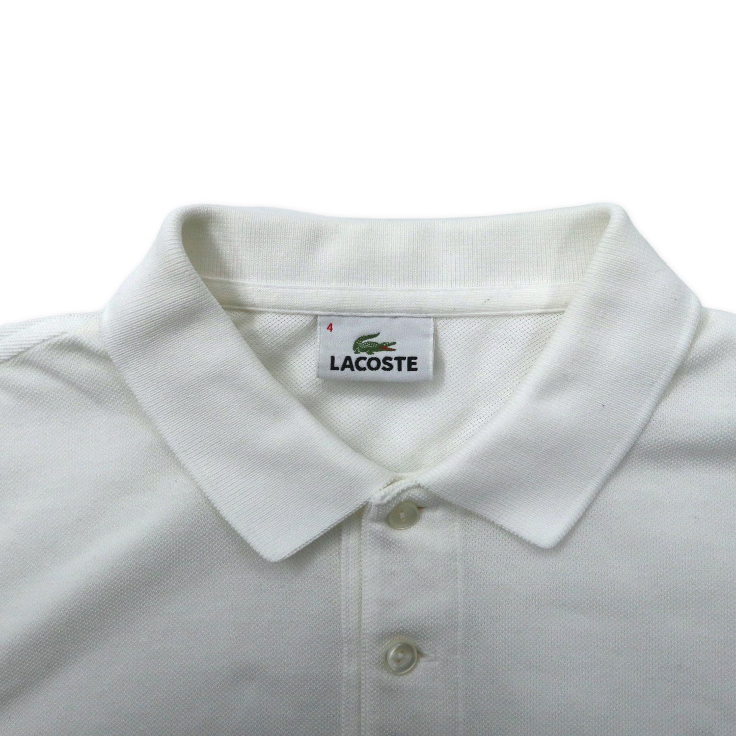 LACOSTE フラッグ ポロシャツ 4 ホワイト コットン PH123E 日本製