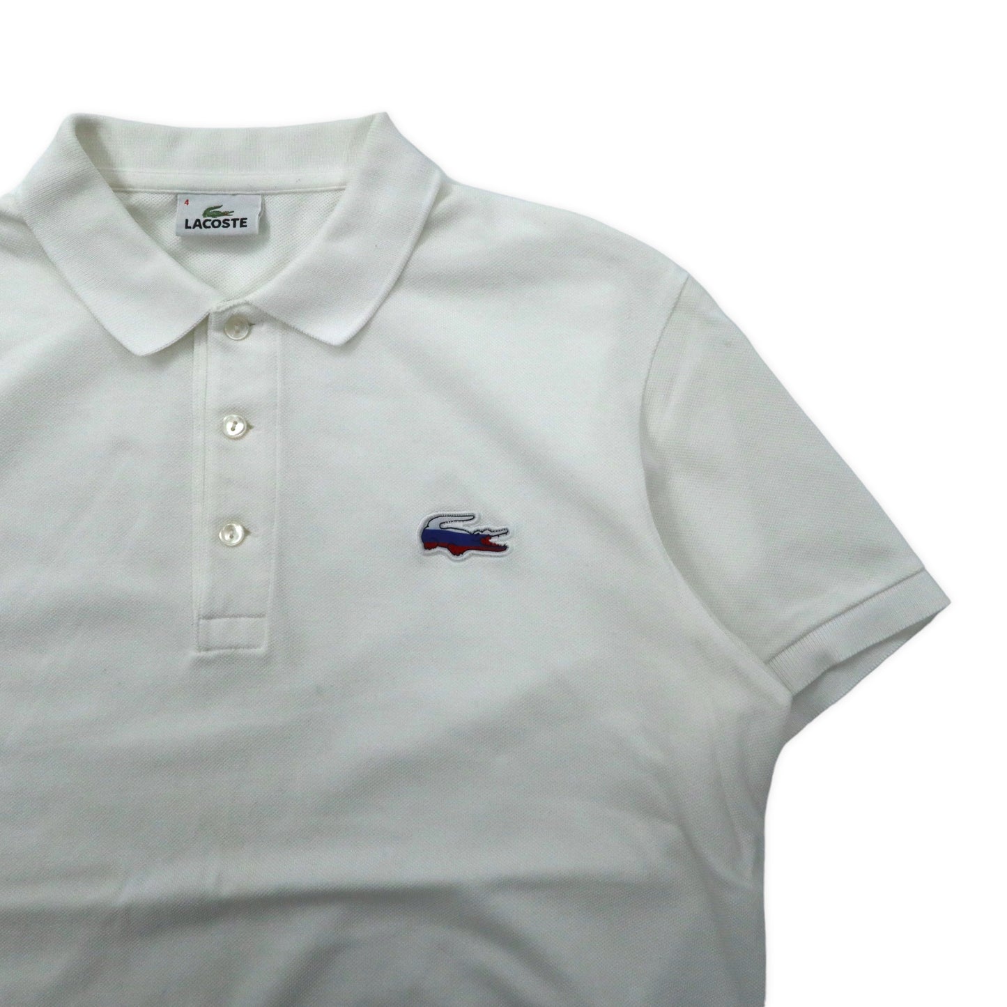 LACOSTE フラッグ ポロシャツ 4 ホワイト コットン PH123E 日本製