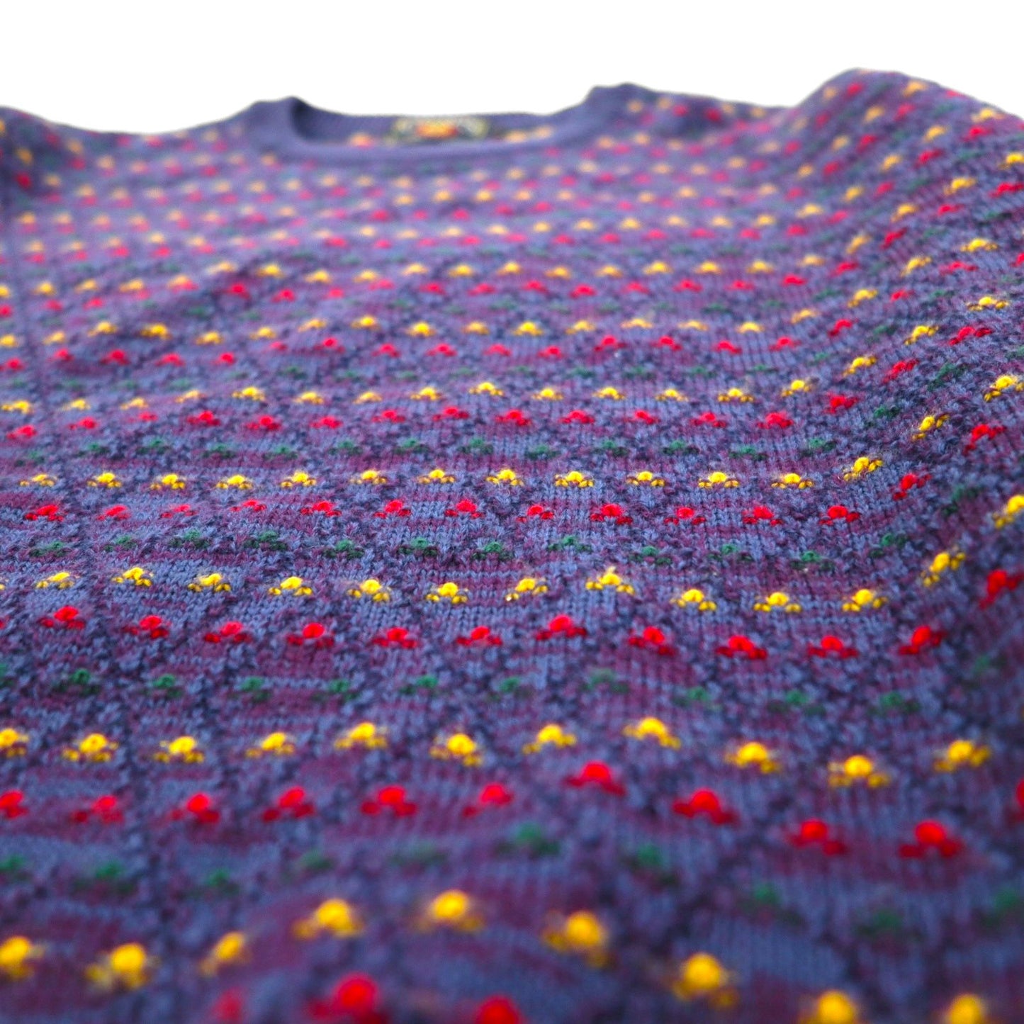 CHAPS RALPH LAUREN 90年代 日本製 クルーネック 総柄 ニット セーター M ネイビー ウール