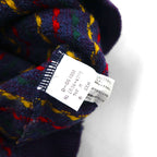 CHAPS RALPH LAUREN 90年代 日本製 クルーネック 総柄 ニット セーター M ネイビー ウール