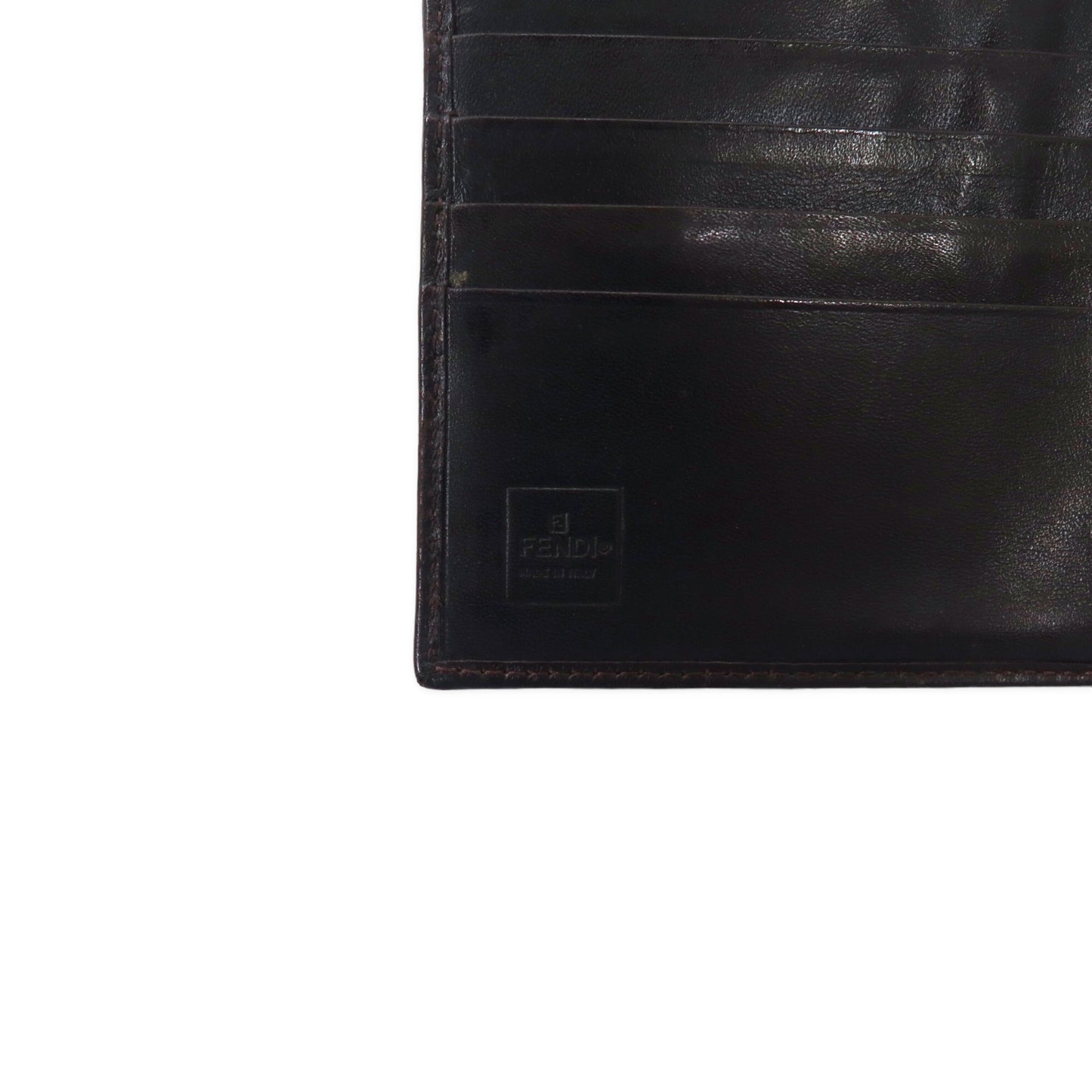 FENDI ズッカ 2つ折り財布 コンパクトウォレット ブラウン レザー キャンバス 2289 01695 009 オールド イタリア製