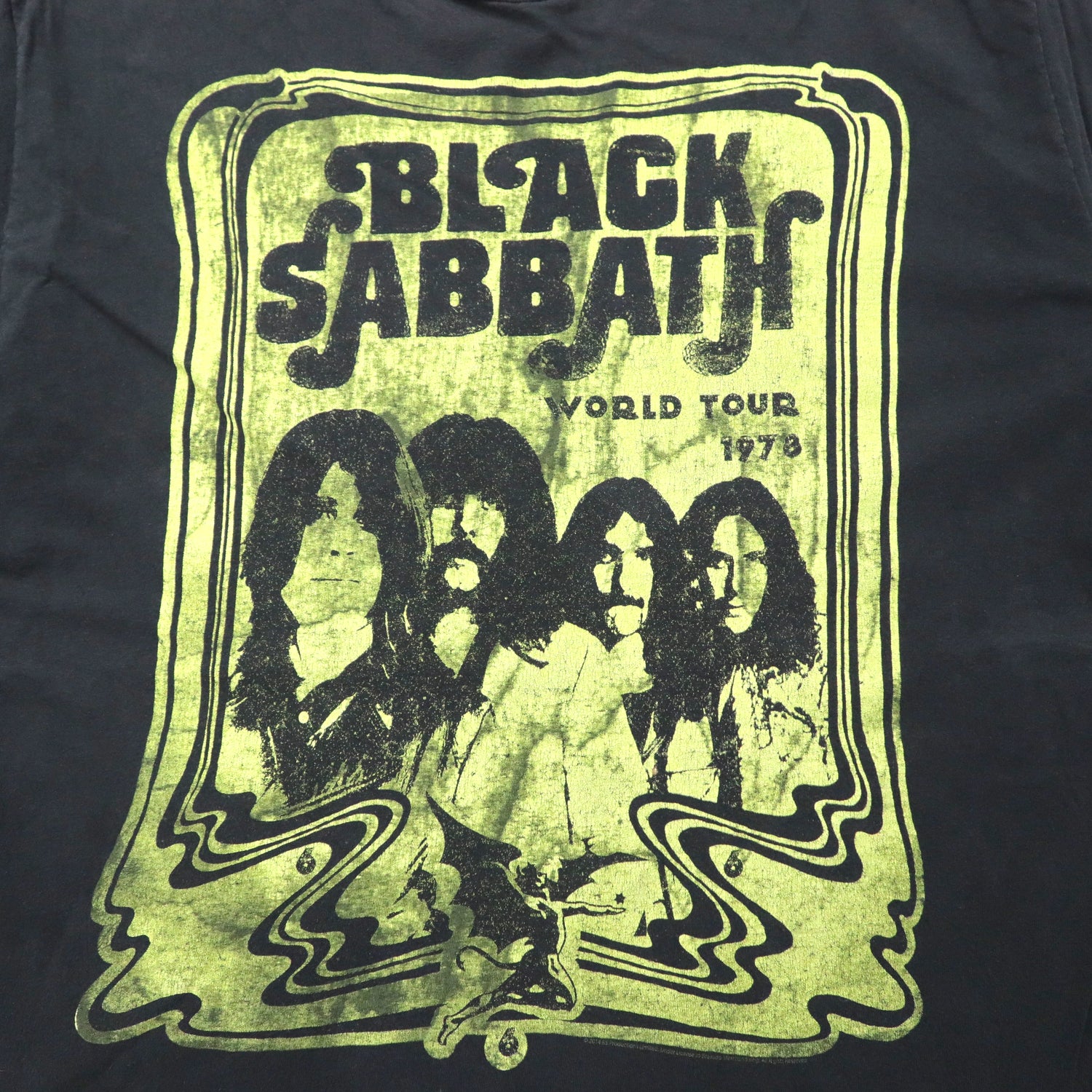 BLACK SABBATH Band T -shirt ONE Black Cotton 1978 WORLD TOUR