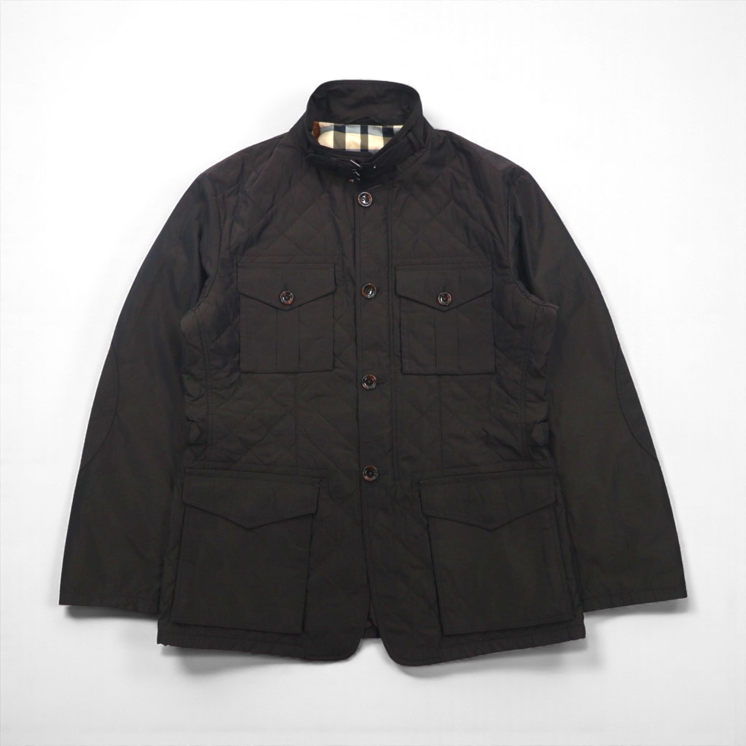 DAKS 4-Pocket Hunting Jacket, Size M, Quilted, Padded, Chin Strap, Elbow Patches, Made in Japan
