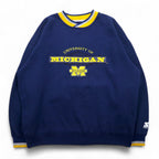 STARTER 90年代 カレッジ刺繍 リブライン スウェット XL ネイビー MICHIGAN ミシガン