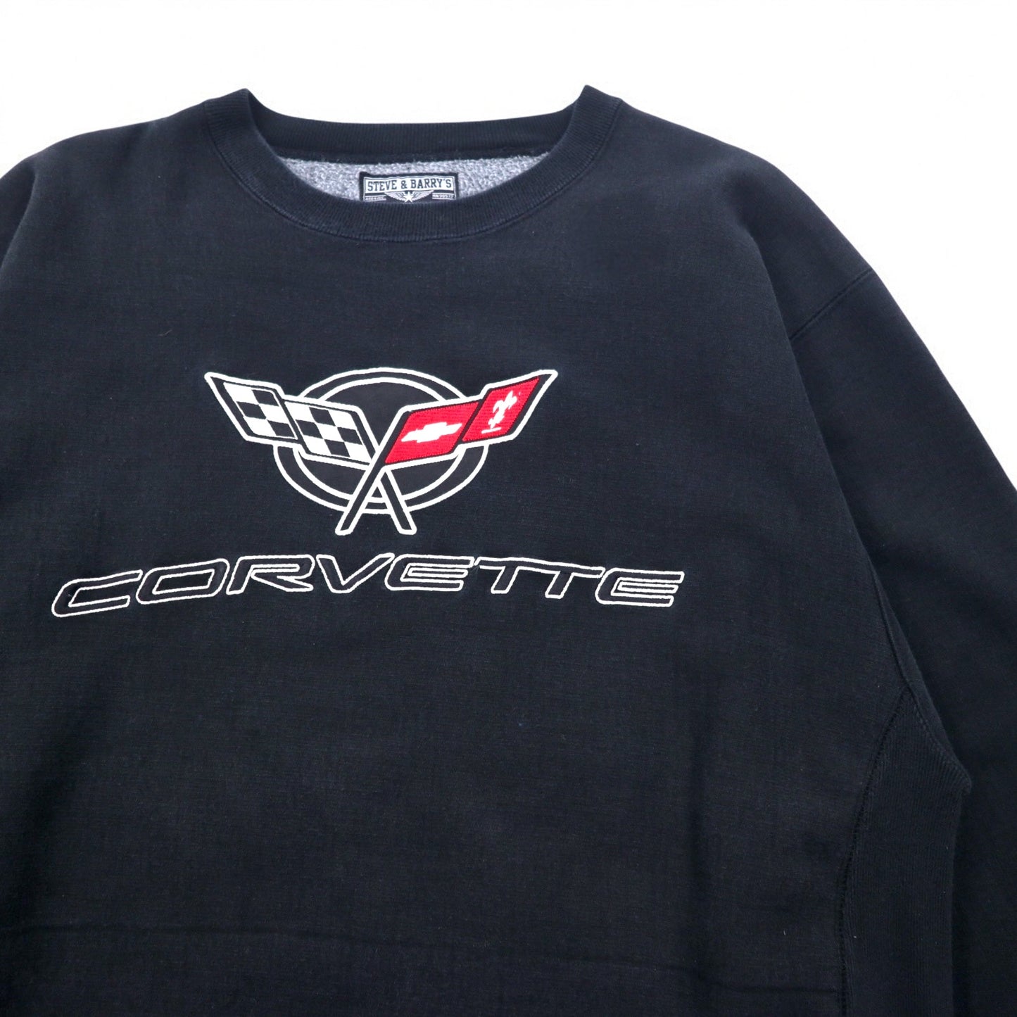 STEVE & BARRY'S 90年代 リバースウィーブ スウェット XL ブラック CORVETTE シボレー 刺繍