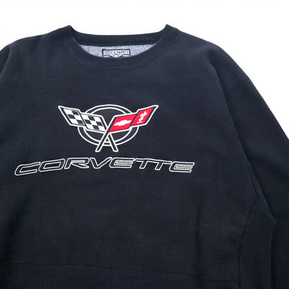 STEVE & BARRY'S 90年代 リバースウィーブ スウェット XL ブラック CORVETTE シボレー 刺繍