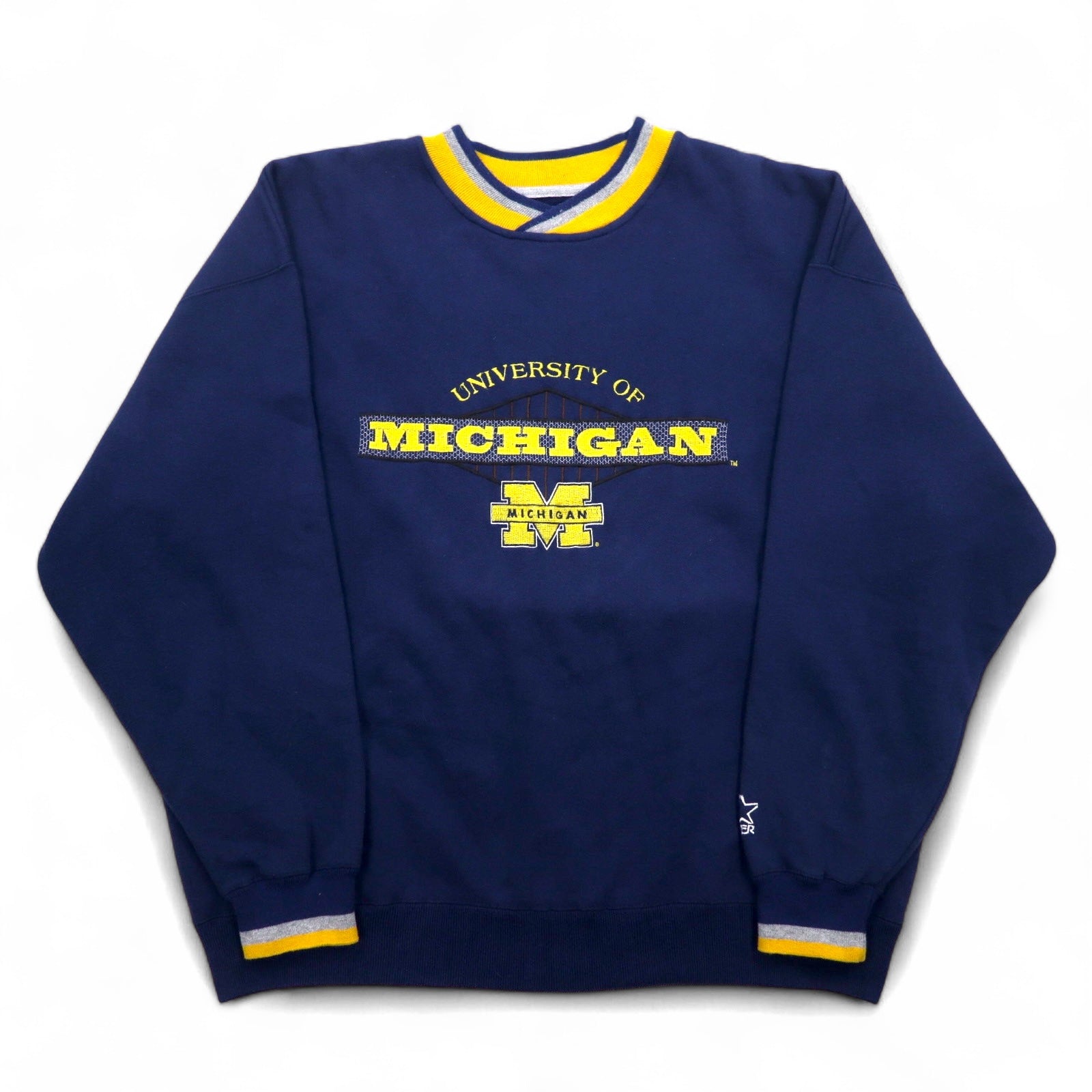 STARTER 90年代 カレッジ刺繍 リブライン スウェット XL ネイビー MICHIGAN ミシガン