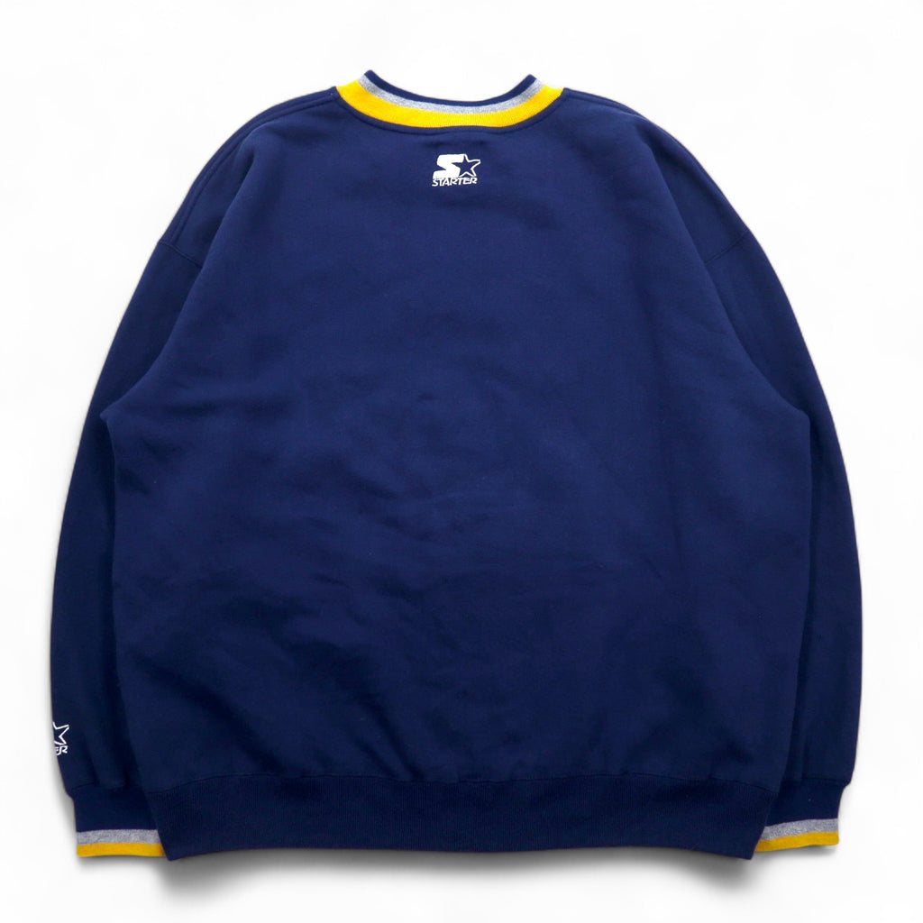 STARTER 90年代 カレッジ刺繍 リブライン スウェット XL ネイビー MICHIGAN ミシガン