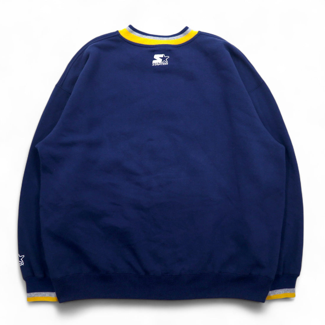 STARTER 90s College Embroidery Rib Line Sweatshirt XL Navy MICHIGAN