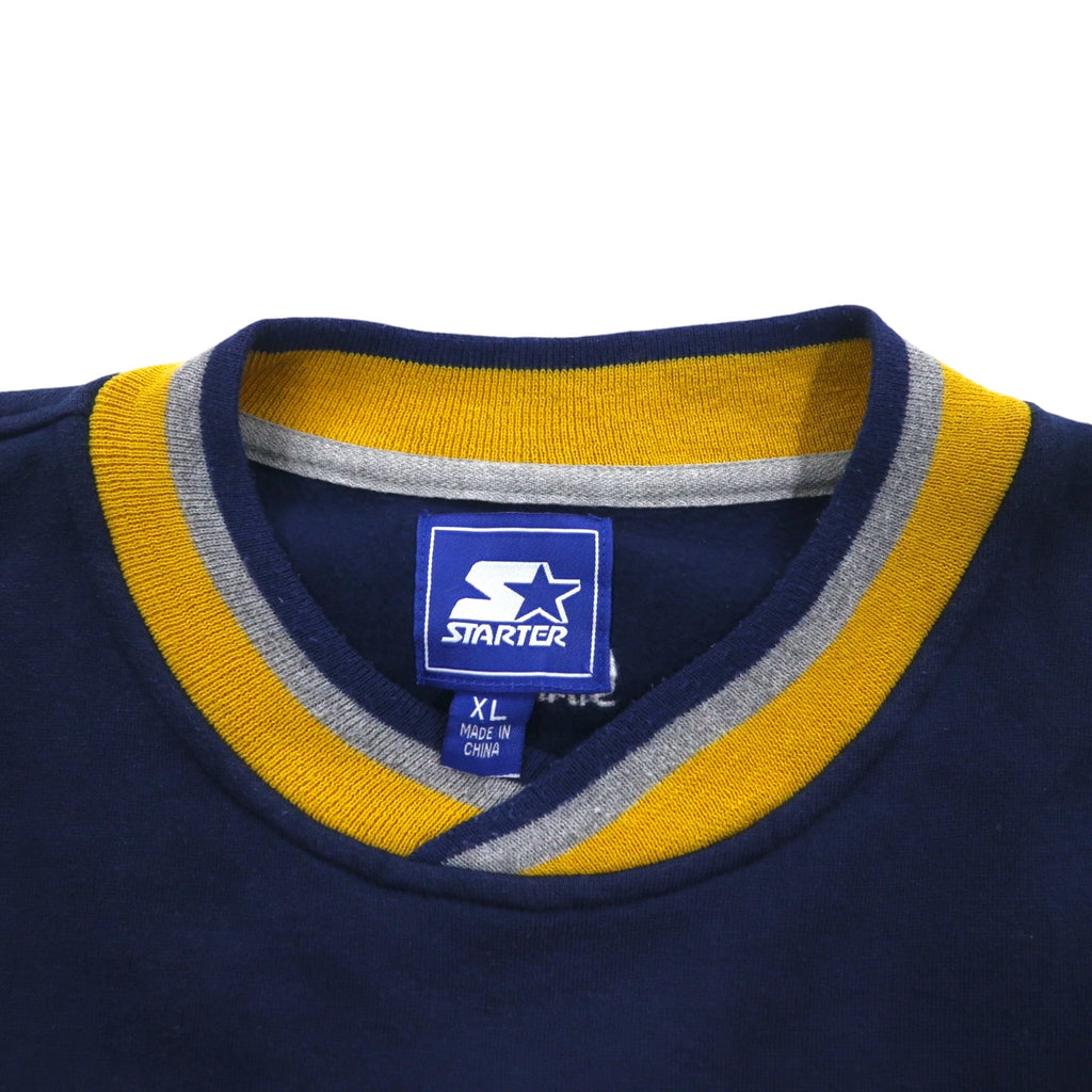 STARTER 90年代 カレッジ刺繍 リブライン スウェット XL ネイビー MICHIGAN ミシガン