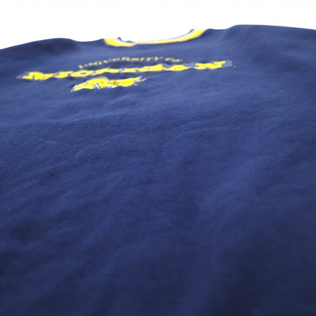 STARTER 90年代 カレッジ刺繍 リブライン スウェット XL ネイビー MICHIGAN ミシガン