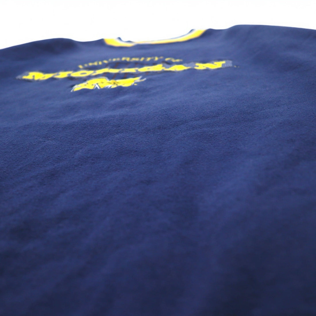 STARTER 90s College Embroidery Rib Line Sweatshirt XL Navy MICHIGAN