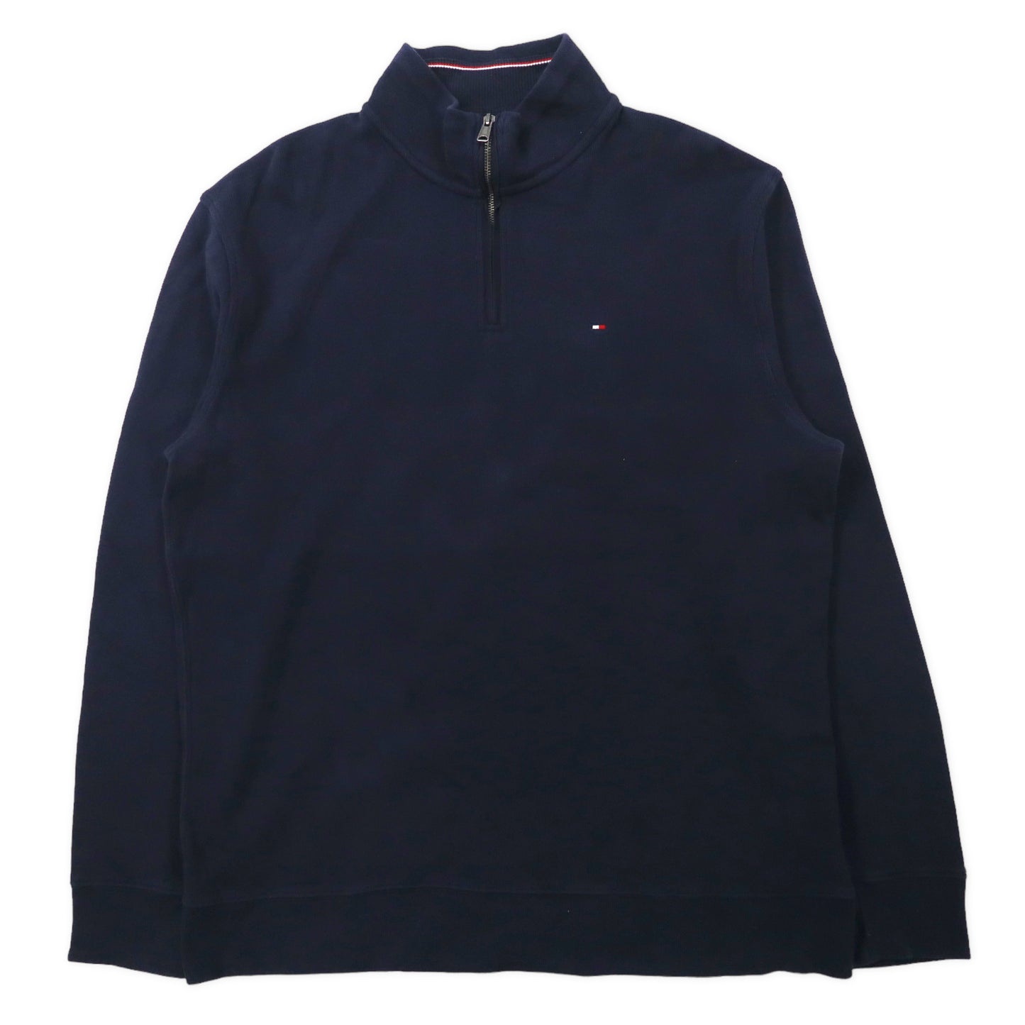 TOMMY HILFIGER ハーフジップ スウェット XL ネイビー コットン ワンポイントロゴ