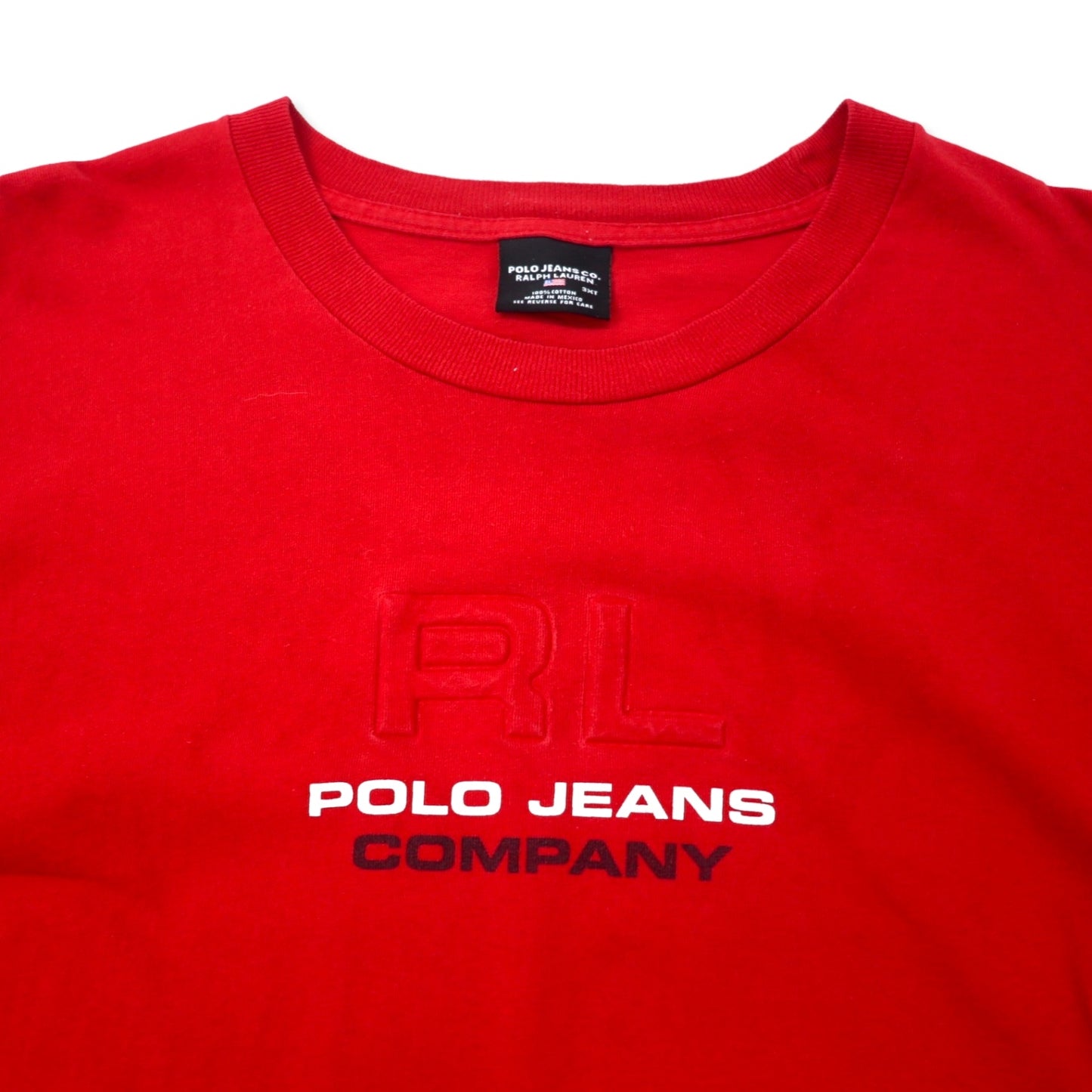 POLO JEANS CO. RALPH LAUREN ロゴプリント ロングスリーブ Tシャツ ロンT 3XT レッド コットン 袖ロゴ ビッグサイズ メキシコ製