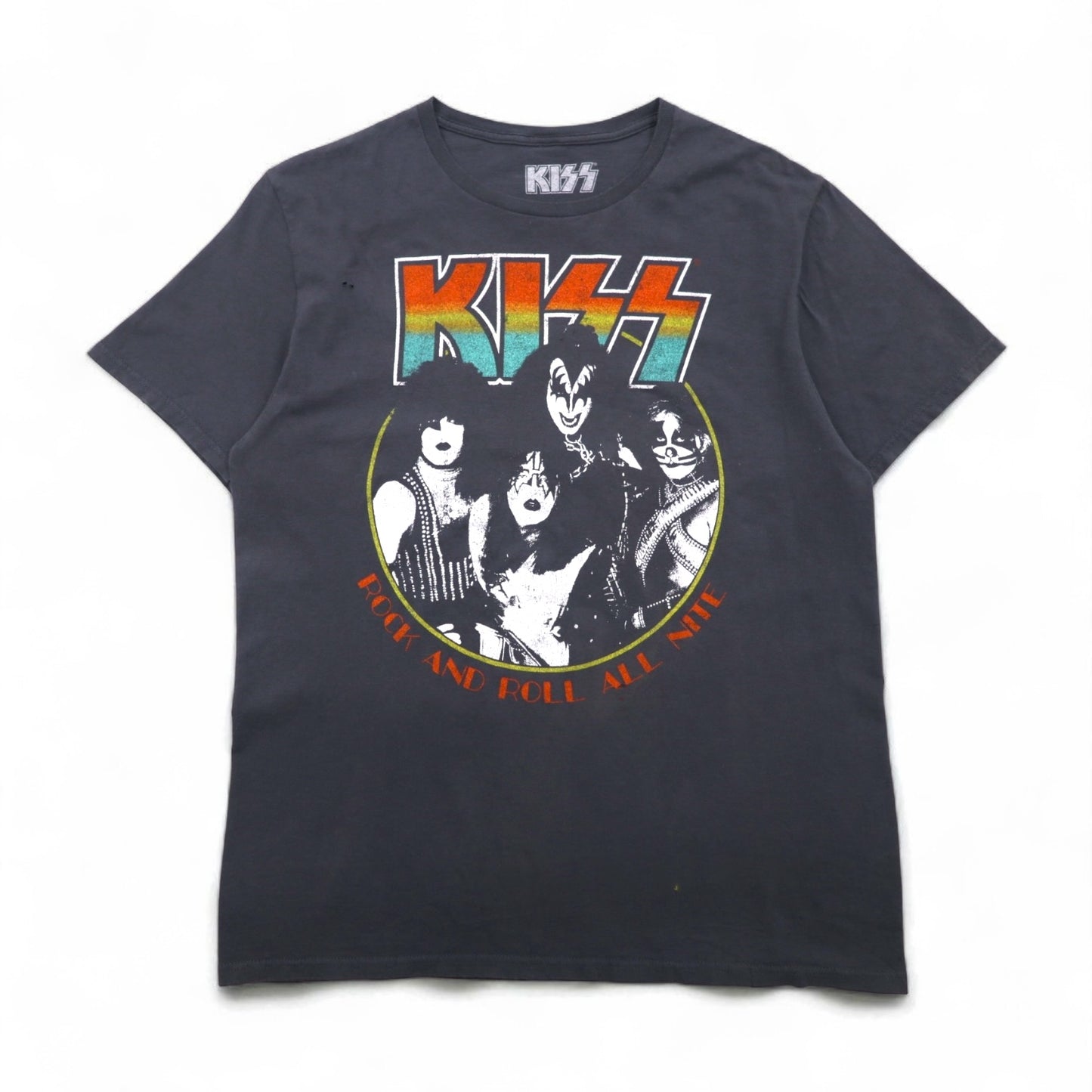 KISS Rock Band T-Shirt, Size L, Gray, Cotton, ROCK AND ROLL ALL NITE