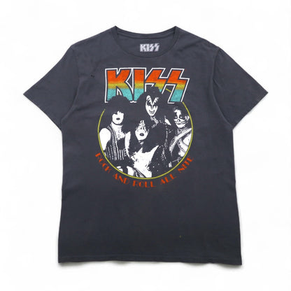 KISS Rock Band T-Shirt, Size L, Gray, Cotton, ROCK AND ROLL ALL NITE