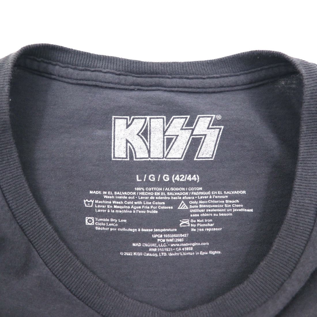KISS キッス ロック バンド Tシャツ L グレー コットン ROCK AND ROLL ALL NITE