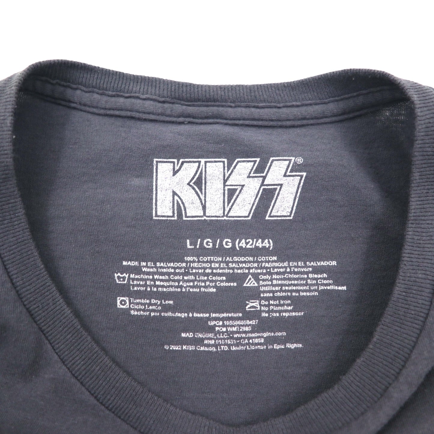 KISS Rock Band T-Shirt, Size L, Gray, Cotton, ROCK AND ROLL ALL NITE