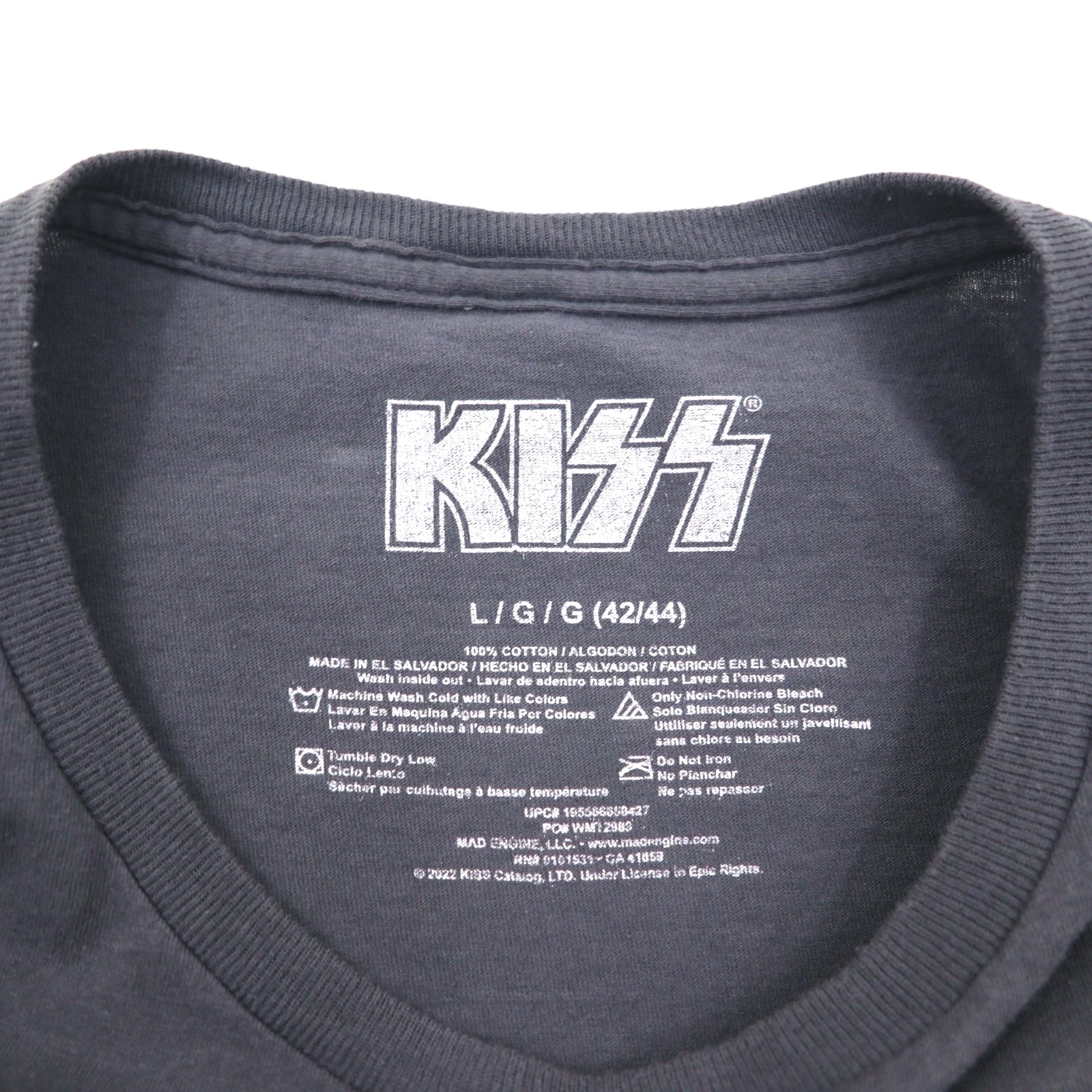 KISS Rock Band T-Shirt, Size L, Gray, Cotton, ROCK AND ROLL ALL NITE