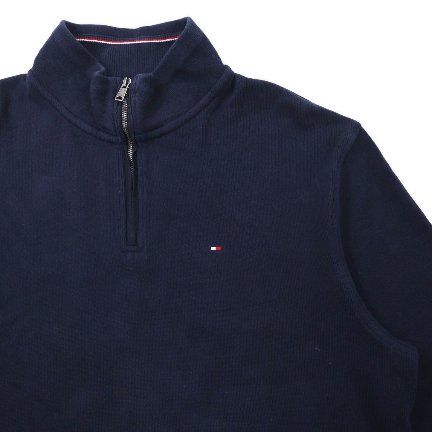 TOMMY HILFIGER ハーフジップ スウェット XL ネイビー コットン ワンポイントロゴ