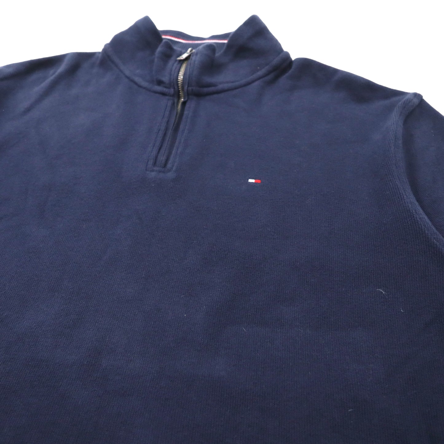 TOMMY HILFIGER ハーフジップ スウェット XL ネイビー コットン ワンポイントロゴ