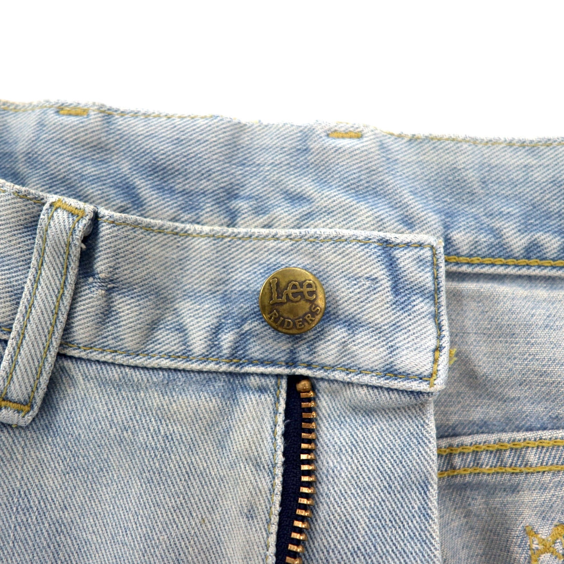 Lee RIDERS Denim pants L Blue Cotton Leather patch Zip fly