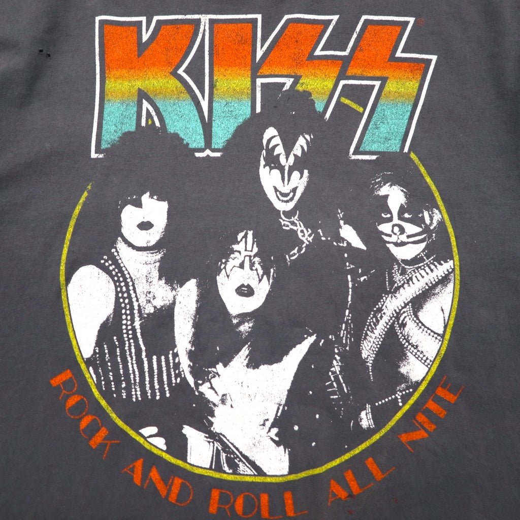 KISS Rock Band T-Shirt, Size L, Gray, Cotton, ROCK AND ROLL ALL NITE