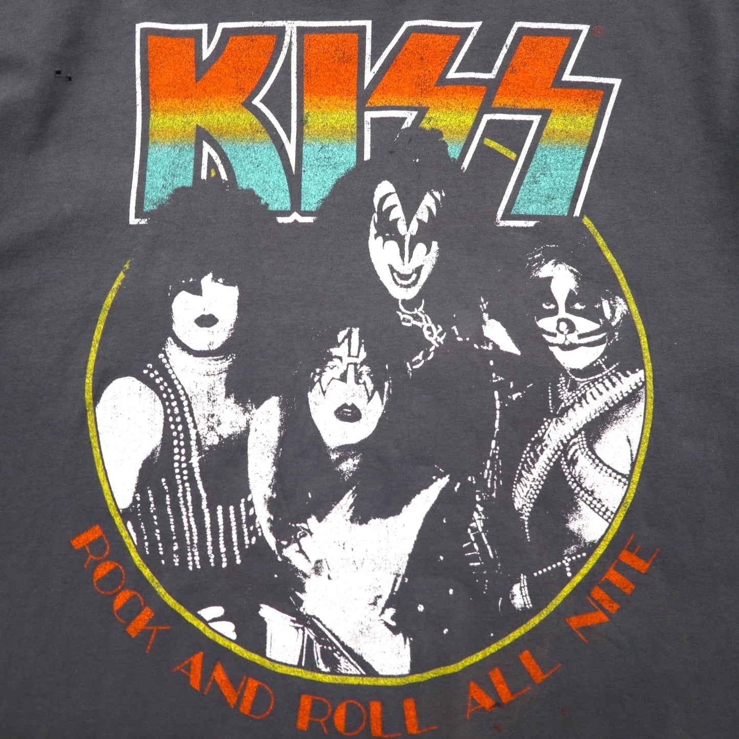 KISS Rock Band T-Shirt, Size L, Gray, Cotton, ROCK AND ROLL ALL NITE