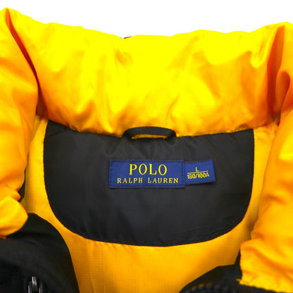 Polo Ralph Lauren Stand Collar Down Vest, Size L, Black and Yellow, Small Pony, Talon Zip
