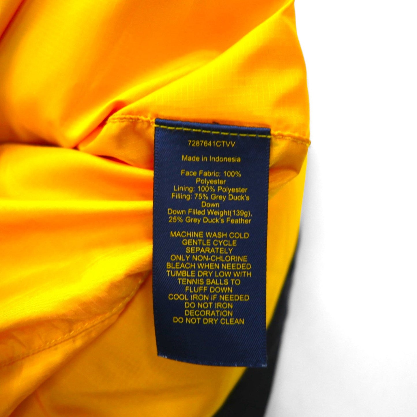 Polo Ralph Lauren Stand Collar Down Vest, Size L, Black and Yellow, Small Pony, Talon Zip