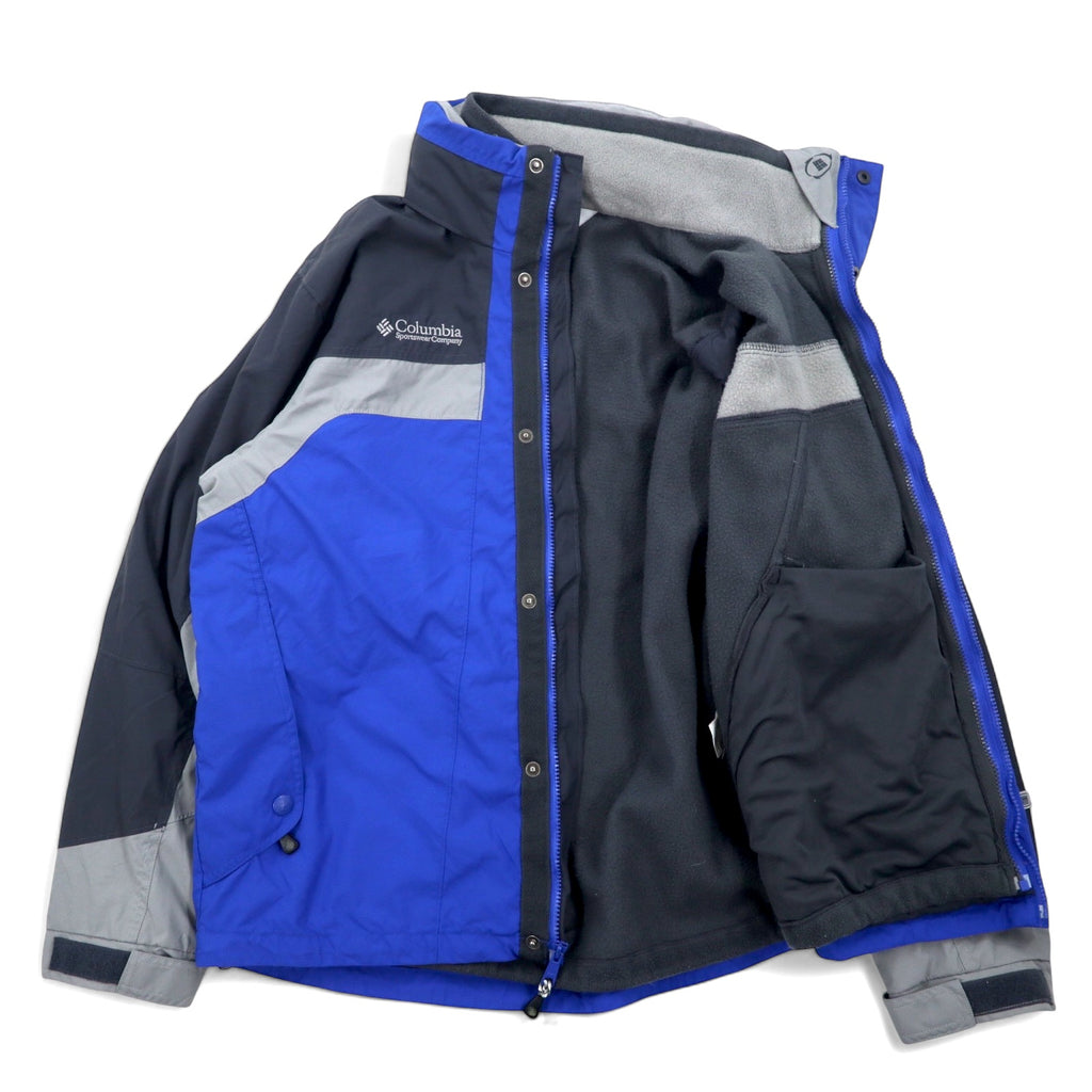 Columbia 3WAY マウンテンパーカー M ブルー ナイロン フリース ライナー フード収納式 ロゴ 刺繍 Bugadoo スリランカ製