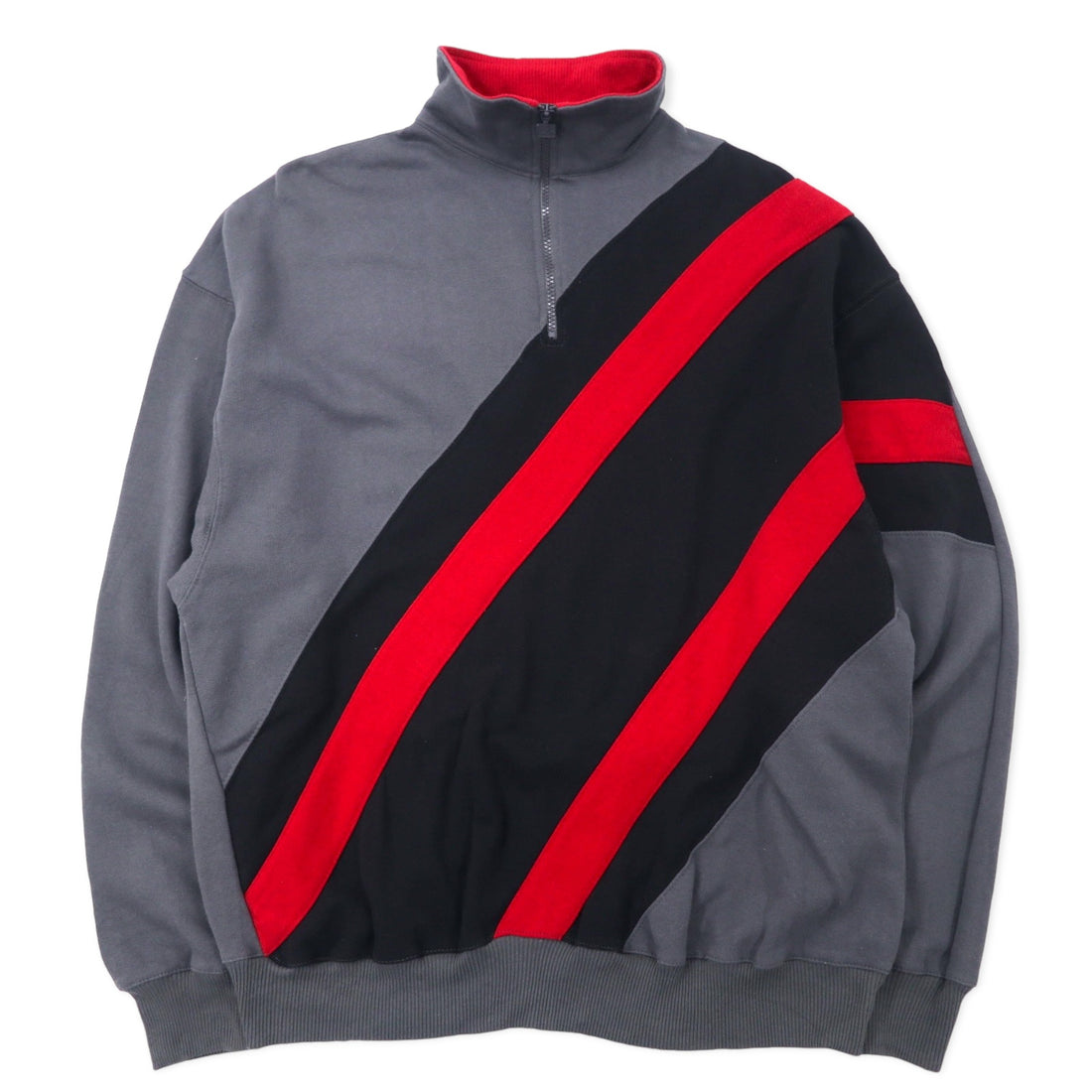 日本然リトテ-古着オンライン-JERZEES ハーフジップ スウェット XL グレー コットン ビッグサイズ-JERZEES Half Zip Sweatshirt XL Gray Cotton Big Size