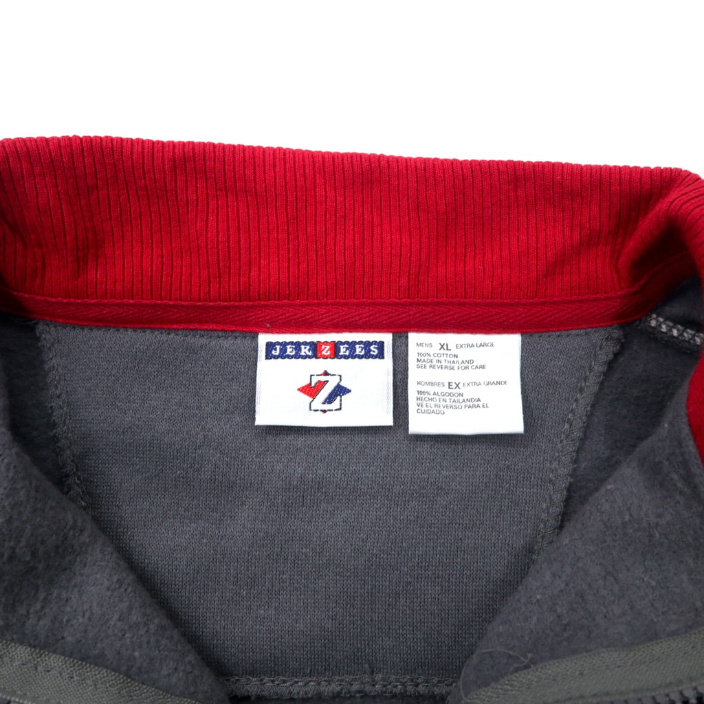 JERZEES Half Zip Sweatshirt XL Gray Cotton Big Size