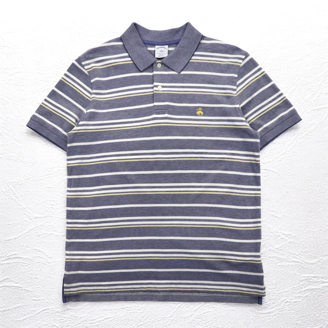 Brooks Brothers  ボーダー ポロシャツ L ブルー PERFORMANCE POLO SLIM FIT