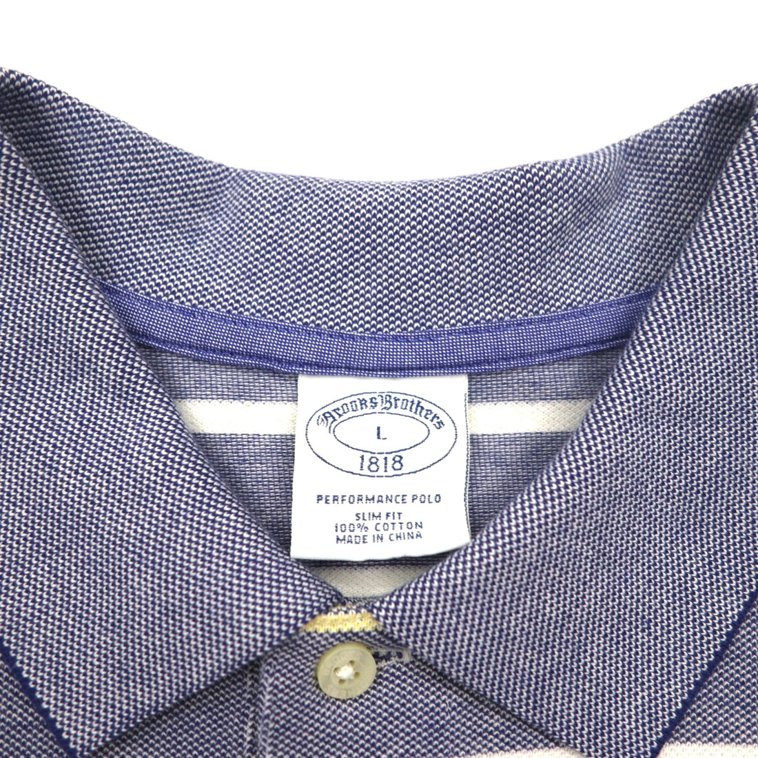 Brooks Brothers  ボーダー ポロシャツ L ブルー PERFORMANCE POLO SLIM FIT