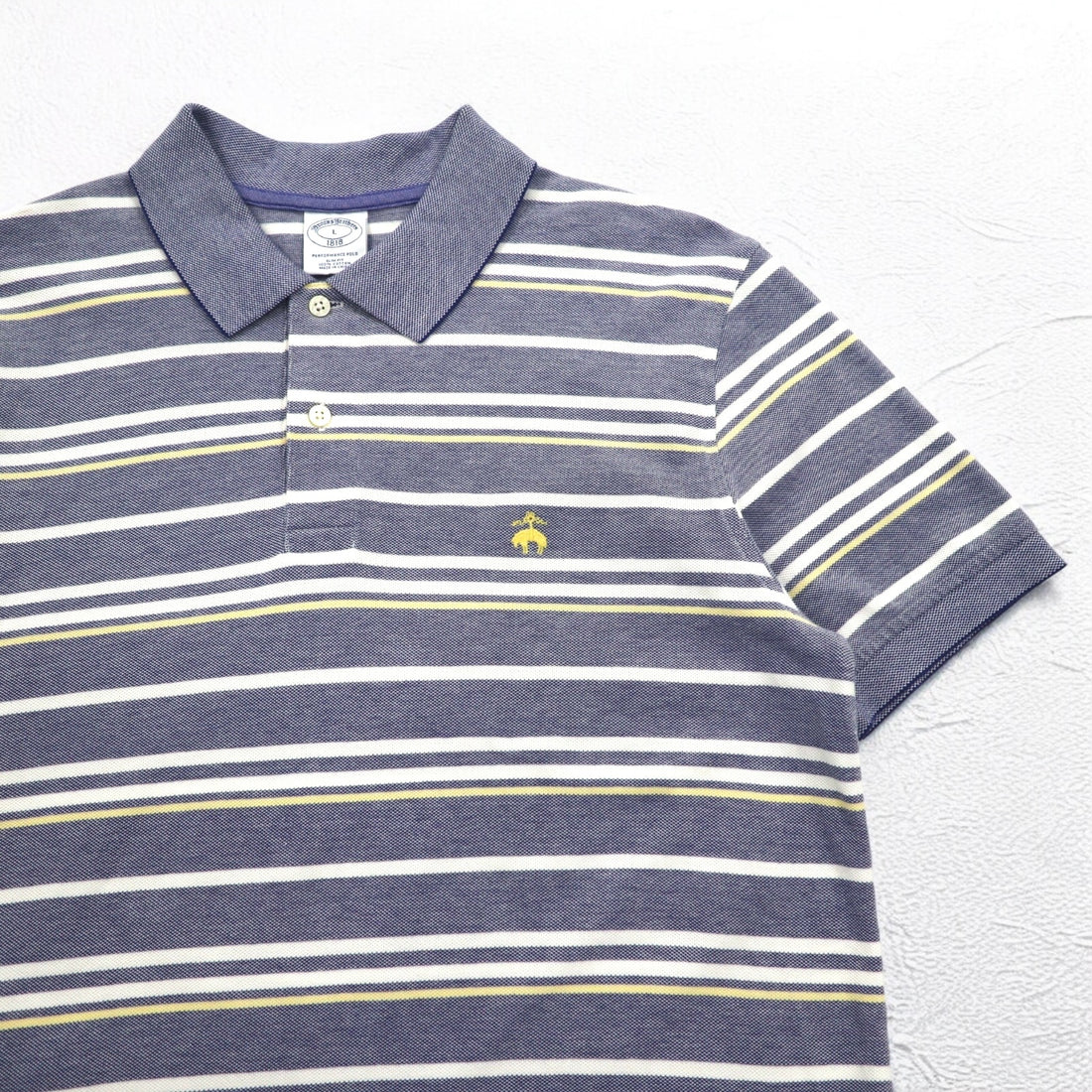Brooks Brothers  ボーダー ポロシャツ L ブルー PERFORMANCE POLO SLIM FIT