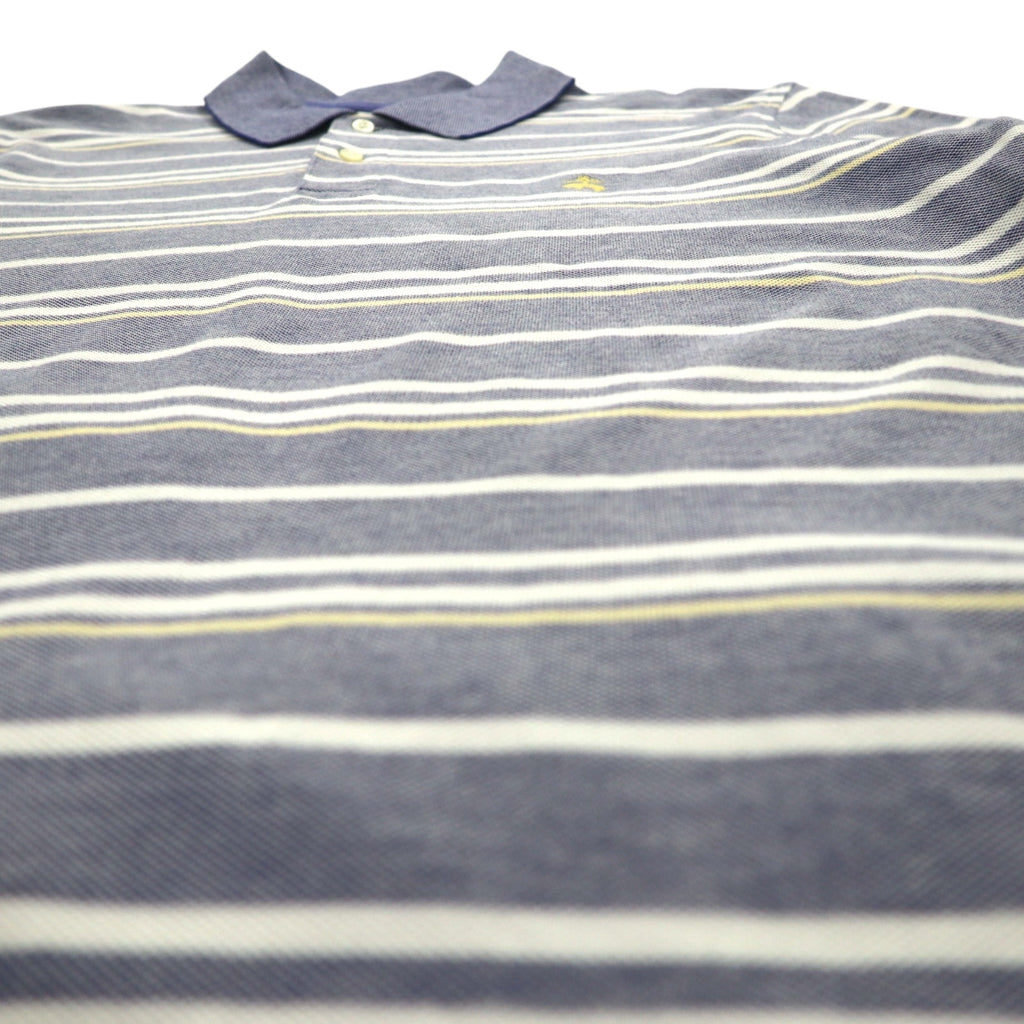 Brooks Brothers  ボーダー ポロシャツ L ブルー PERFORMANCE POLO SLIM FIT