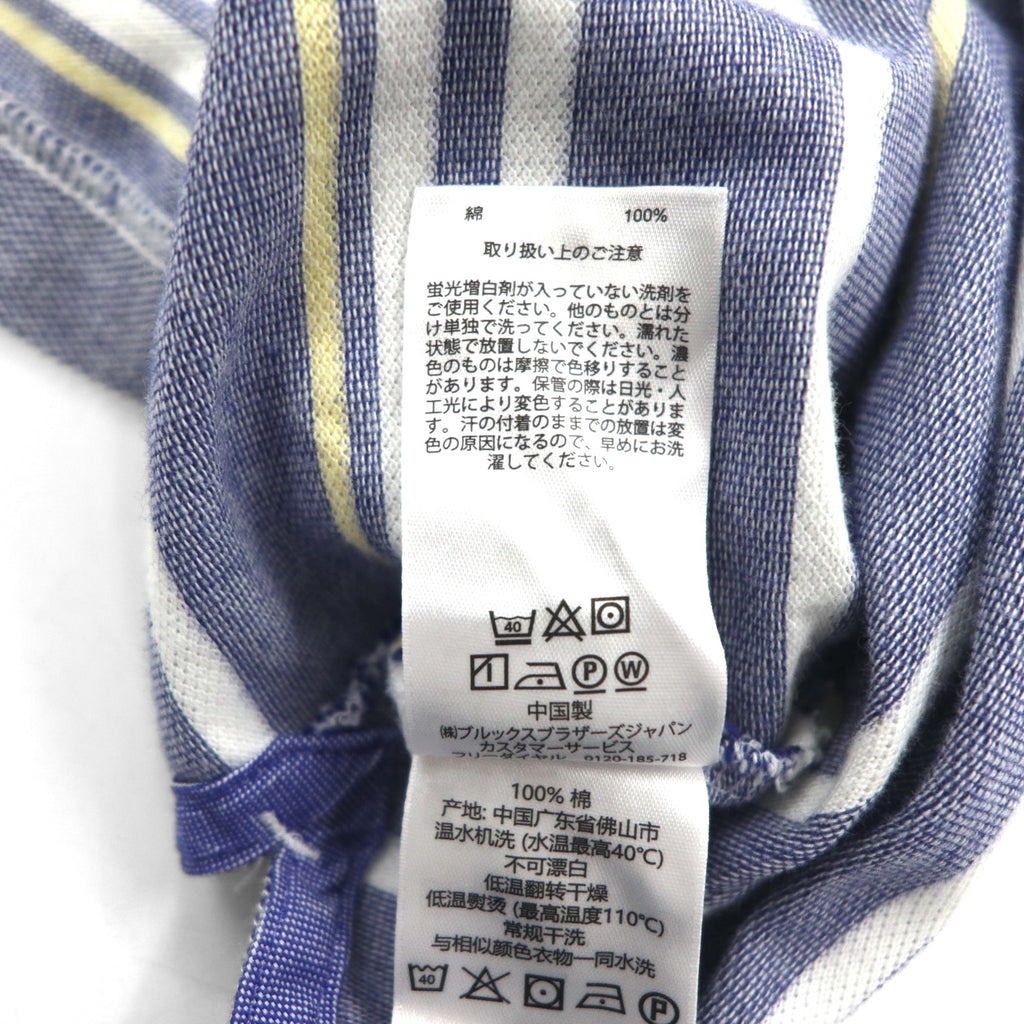 Brooks Brothers  ボーダー ポロシャツ L ブルー PERFORMANCE POLO SLIM FIT