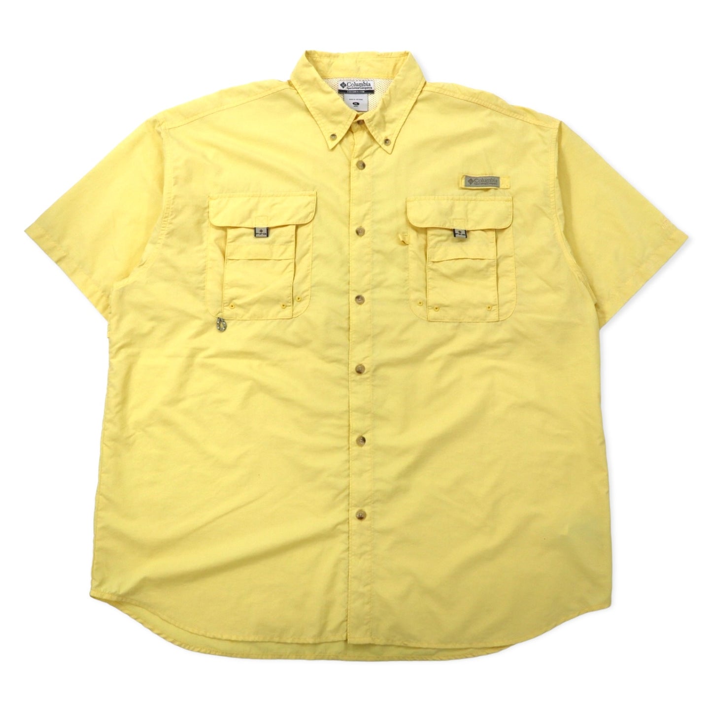 Columbia PFG バハマ II ショートスリーブシャツ フィッシングシャツ XL イエロー ナイロン ONNI-SHADE ビッグサイズ BAHAMA II S/S SHIRT FM7047