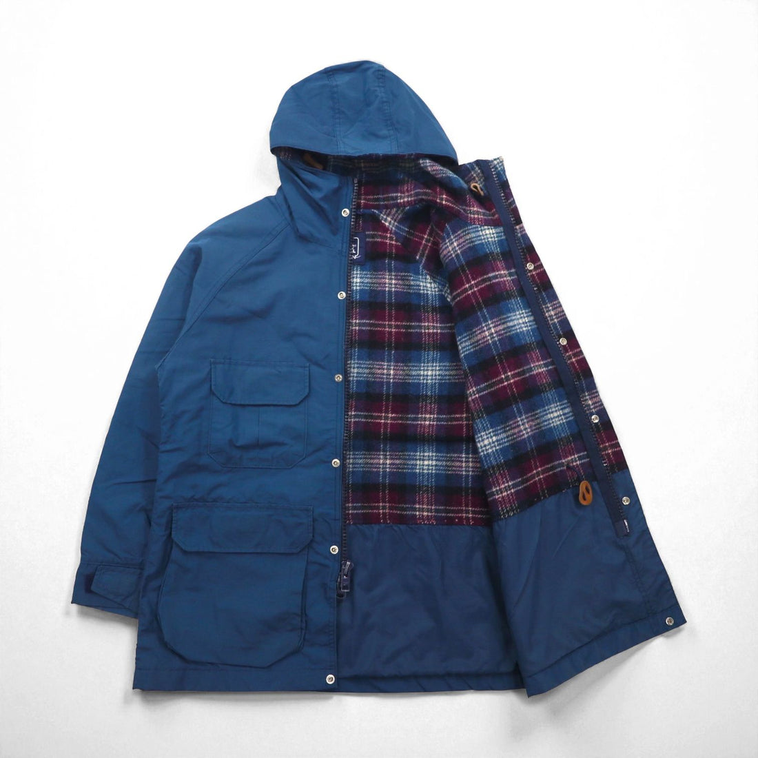 Woolrich 80s USA Made Mountain Parka, Size L, Navy, Blanket Liner, Double Zip, Waist Drawcord