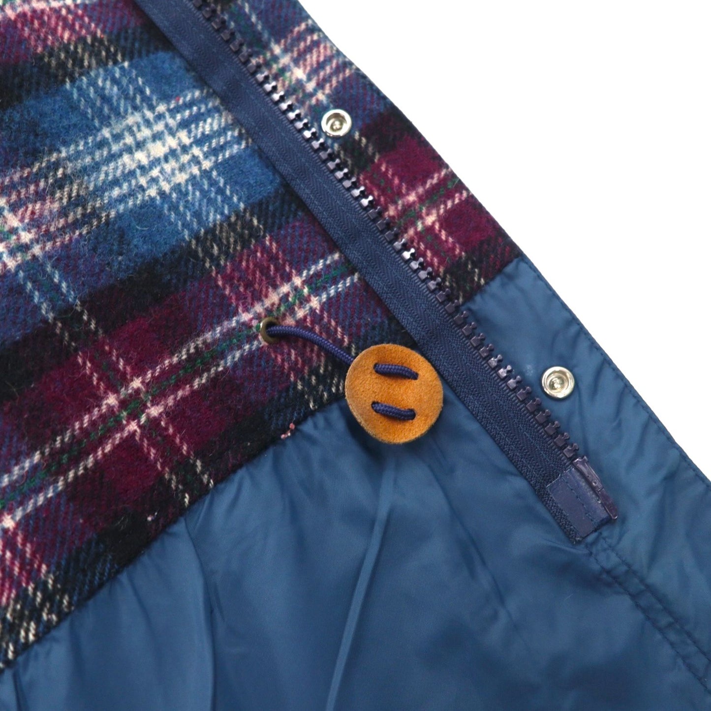 Woolrich 80年代 USA製 マウンテンパーカー L ネイビー ブランケットライナー ダブルジップ ウエスト ドローコード