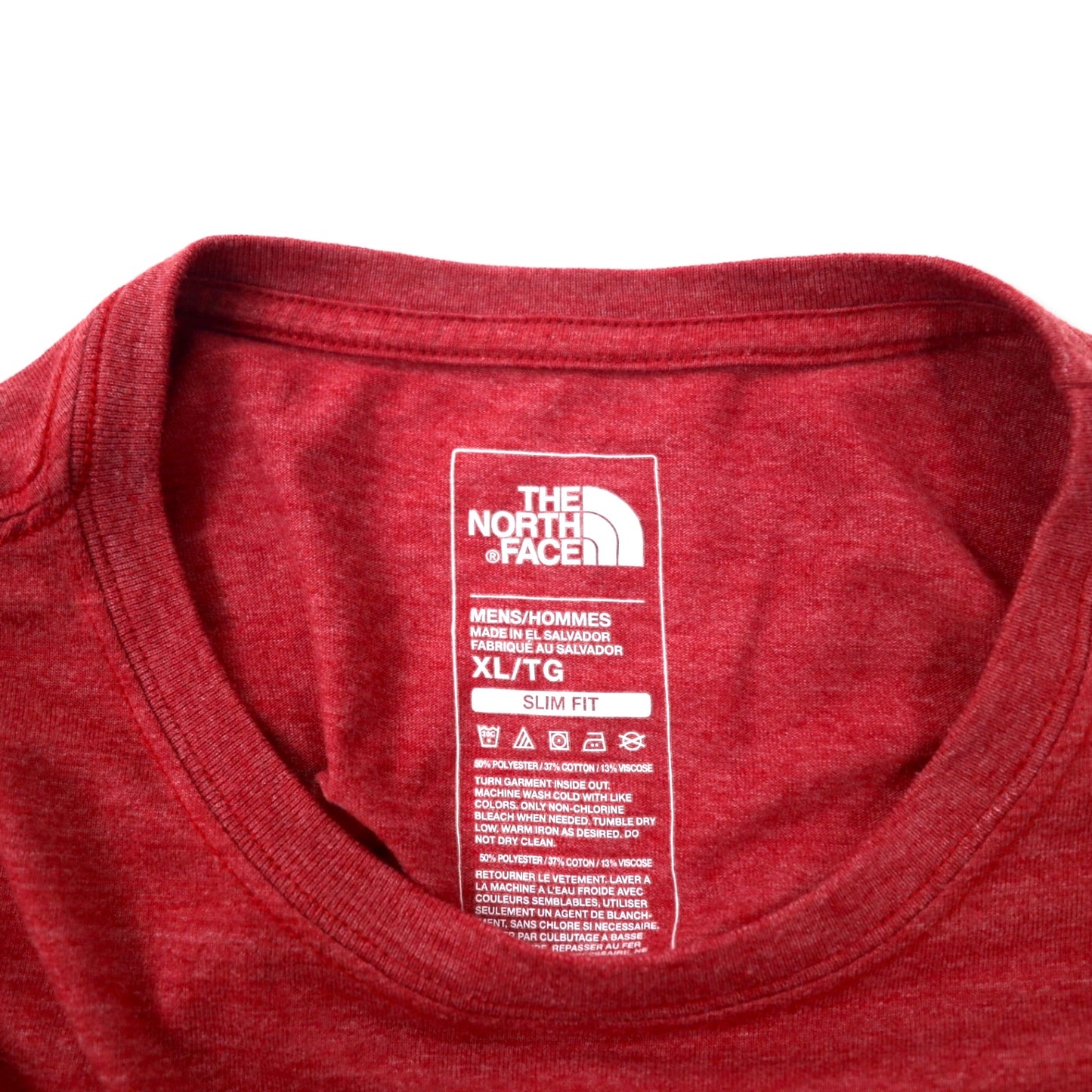 THE NORTH FACE ロゴプリント Tシャツ XL レッド ポリエステル SLIM FIT US規格 エルサルバドル製