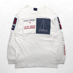 POLO SPORT RALPH LAUREN 90s USA Made Long Sleeve T-Shirt Long T XL White 12M. YACHT CHALLENGE Sleeve Print